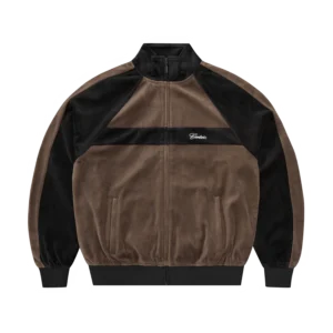 PISTA VELOUR TRACK JACKET [BLACK/BROWN]